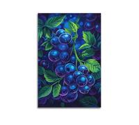 JIERUANYING Neon Blueberry Bush Wall Art, Vibrant Fruit Decor for Living Room And Kitchen Artistic Wall Mural Modern Hanging Decor Poster20x30inch(50x75cm)