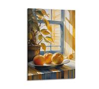 JIERUANYING Sunlit Apple Still Life Wall Art, Bright Fruit Decor for Living Room And Dining Room Artistic Wall Mural Modern Hanging Decor Poster20x30inch(50x75cm)