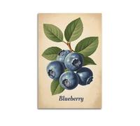 JIERUANYING Vintage Blueberry Illustration Wall Art, Retro Decor for Living Room And Kitchen Artistic Wall Mural Modern Hanging Decor Poster20x30inch(50x75cm)
