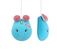 JieruiDeng Cute Elephant Mouse, USB Wired Computer Mouse for PC Laptop, Small Corded Optical Mice 1600 DPI (Blue)