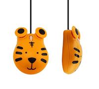 JieruiDeng Cute Tiger Shape Mouse, USB Wired Computer Mouse for PC Laptop, Small Corded Optical Mice 1600 DPI (Yellow)