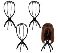 JIESHEPR 4 Pcs Wig Stands for Long Short Hair, 14.2 Inches Portable Wig Stands, for Drying, Storing and Travellings (Black)
