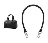 jiesinlov 27.5inches Vachetta Leather Shoulder Strap Replacement,Bags Strap for Speedy 25 30 Handbags (Black-Silver)