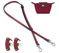 jiesinlov Leather Bag Shoulder Strap Crossbody Adjustable Replacement Conversion Kit Fit for Xs Mini Le Pliage Pouch (WINE RED)