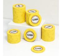 JIESITE 14 Gram Clay Poker Chips Monte Carlo Poker Chips Casino Grade Poker Chip Numbered Chips and Blank Chips for Texas Hold'em, Blackjack Poker Games Pack of 50 Pieces (H $1000)