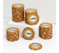 JIESITE 14 Gram Clay Poker Chips Monte Carlo Poker Chips Casino Grade Poker Chip Numbered Chips for Texas Hold'em, Blackjack Poker Games Pack of 50 Pieces (J $10000)