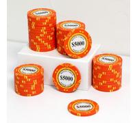 JIESITE 14 Gram Clay Poker Chips Monte Carlo Poker Chips Casino Grade Poker Chip Numbered Chips for Texas Hold'em, Blackjack Poker Games Pack of 50 Pieces (I $5000)