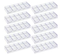 JIESITE Clear Acrylic Poker Chip Rack with Lid/Without Lid, Casino Poker Chip Tray Rack Chip Storage Display Case for Texas Hold'em, Blackjack, 100 Chips Each (10 Without Lid)