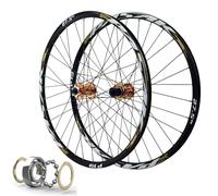 JIESOO 26 Inch Disc Brake Bicycle Rim 32 Spoke 27.5 29 Inch Mountain Bike Front & Rear Wheel QR Sealed Bearing Hubs for 7-11 Speed Cassette(Gold,27.5 inch)