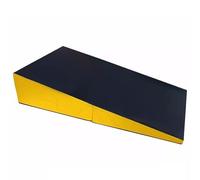 JIESOO Foldable Gymnastics Mat Incline Cheese Wedge,Skill Shape Tumbling Mats with Carry Handle for Indoor, Fitness Exercise(Black yellow,120x60x35cm)