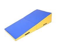 JIESOO Folding Cheese Wedge Mat Indoor/Outdoor Exercise Tumbling Gymnastics Incline for Home Training(Blue Yellow,150x75x38cm)