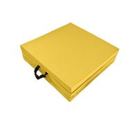 JIESOO Folding Exercise Mat Gymnastics Balance Pad Aerobics Training Foldable With Carrying Handles PU Leather Pilates Pad Yoga Mat(Yellow)