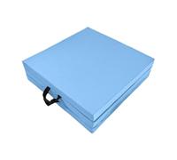 JIESOO Folding Exercise Mat Gymnastics Balance Pad Aerobics Training Foldable With Carrying Handles PU Leather Pilates Pad Yoga Mat(Blue)