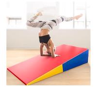 JIESOO Folding Gymnastics Cheese Wedge Mat Durable Tumbling Incline For Home Training And Skill Development W/Handle(120x65x35 cm)