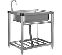 JIESOO Freestanding Utility Sink Stainless Steel Single Bowl Commercial Restaurant Kitchen Sink for Laundry Room Bathroom Farmhouse(47x42x75cm)