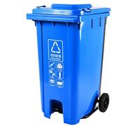JIESOO Outdoor 120L/240L Sorted Trash Cans Pedal Type Trash Cans with Lids for Community Properties with Wheels(Blue,240L)