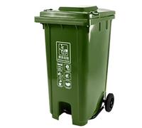 JIESOO Outdoor 120L/240L Sorted Trash Cans Pedal Type Trash Cans with Lids for Community Properties with Wheels(Green,240L)