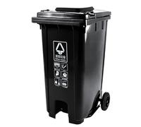 JIESOO Outdoor 120L/240L Sorted Trash Cans Pedal Type Trash Cans with Lids for Community Properties with Wheels(Gray,120L)