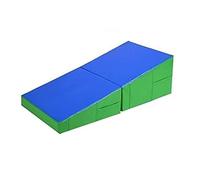 JIESOO Outdoor Exercise Yoga Mat Gymnastics Incline Folding Cheese Wedge Tumbling Ramp For Home Gym Training And Skill Development For Kids(Blue,83x60x35cm)