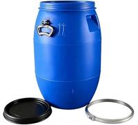 JIESOO Plastic Shipping Barrel with Lid,8/13/16 Gal Blue Food Grade, Rain Collection Storage Containers with Portable Carry Handle(16 gallon/60L)