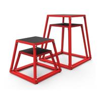 JIESOO Plyometric Jumping Box,Heavy-Duty Steel Anti-Slip Exercise Plyo Box for Cross Training, Step Ups & Home Gym Workouts(Red,12/18/24/30 inch)