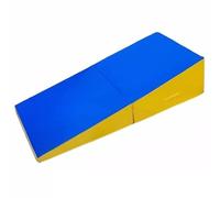JIESOO Portable Folding Incline Mat for Gymnastics Tumbling & Sports Training for Athletic Development & Skill Building(Blue yellow,150x75x38cm)