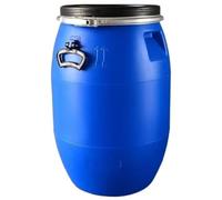JIESOO Rain Barrels Large Blue Plastic Water Storage Barrel with Locking Lid & Latch Ring, Food Grade Industrial Portable Tank,for Long-Term Emergency, Camping & RV(160L)