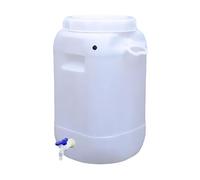 JIESOO Rain Barrels Plastic Water Storage Container with Faucet Camping Rain Barrel, Food Grade Bucket for Safe & Storage，Shipping(White,30L)