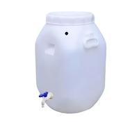 JIESOO Rain Barrels Plastic Water Storage Container with Faucet Camping Rain Barrel, Food Grade Bucket for Safe & Storage，Shipping(White,25L)