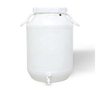 JIESOO Rain Barrels Plastic Water Storage Container with Faucet Camping Rain Barrel, Food Grade Bucket for Safe & Storage，Shipping(White,75L)