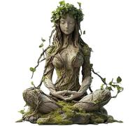 JIETIAN Bohemian Goddess Statue, Green Goddess Statue Nature Gaia Goddess Statues Acrylic Plaque Desktop Decoration for Home Office