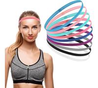Jieunnxx 9-Piece Set Thin Elastic Anti Slip Women's Elastic Headband Headband Men's Fine Hairband Multi Color Tight Sports Headband Suitable for Football,