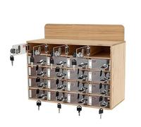 Jievmrs 20 Slots Cell Phone Storage Locker, Wooden Phone Jail with Independent Lock & Key, Large Mobile Phone Organizer Cabinet Wall Mount/Freestanding