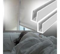 Jievmrs Bedroom Blackout Light Blocking Strips for Roller Blinds, U-channel Light Blockers Side Tracks for Window Shades, Nursery Blackout Side Rail(White 2 pcs,98cm(38.6in))