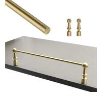 Jievmrs Brass Shelf Tipping Rail for Hanging Shelving, Brushed Brass Guard Railing Bar for Kitchen Cabinets, Anti-Fall Gold Shelf Brackets with Solid Spindles(2 Posts,46in/117cm)