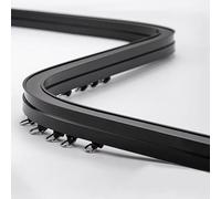 Jievmrs Curtain Rail Black Gliders Track Hardware Kit Bendable, Wall/Ceiling Mount Single Rail System for Curtain, Curved Curtain Rod Bracket With Wheel & End Cover(Ceiling Mount,5.7m/18.7ft)