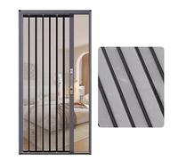 Jievmrs Folding Door Ventilated Accordion Door with Frame & Steel Mesh, Aluminum Folding Folding Sliding Door Hardware Kit, Foldable Telescopic Screen Door for Interior(Gray,26x80in(66x203cm))