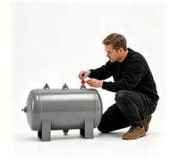 Jievmrs Horizontal Air Storage Tank with Drain Valve, 1 2 5 6 8 20 40 Gallon Compressed Air Canister, Propane/Hydrogen/Nitrogen Receivers Cylinder(60L/15.9Gal)