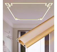 Jievmrs Led Channel Chinese Style Led Channel for Ceiling, Crown Moulding Led Indirect Lighting Channel for Decor Ceiling, Aluminum Led Profile Led Light Diffuser(Gold,55.8ft/17m)