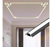Jievmrs Led Channel Chinese Style Led Channel for Ceiling, Crown Moulding Led Indirect Lighting Channel for Decor Ceiling, Aluminum Led Profile Led Light Diffuser(Black,36ft/11m)