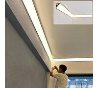 Jievmrs Led Channel Led Indirect Lighting Crown Molding Cove, Balck Aluminum Channel Light Strip Diffuser, Surface-mounted Ceiling Trim Moulding Channel for Drywall(15.8ft)