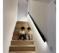 Jievmrs LED Handrail Lights for Stairs, Aluminium Stair Railing with LED Motion Sensor Device, Lighted Up Hand Rails Pipe Energy-Efficient Lighting Handrail(Black Left,3.8m/12.5ft)