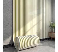 Jievmrs Self-adhesive Wall Stickers with 3D Grille Pattern, Peel and Stick Wall Panel for Gaming Room/Rv, PVC Slat Wall Decals Faux Oak Wood Grain Wallcover(5 rolls)