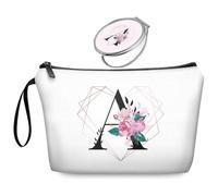 JIEXAGEZOS Personalized Travel Makeup Cosmetic Bag with Mirror for women girls ，Bride Bridesmaid Makeup Bag organizer ，Travel & Daily Use，Birthday Gifts for Mom Friend, Diamond-like Ietter A