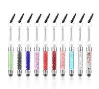 JIEYAO 10 Pcs Mini Phone Stylus Pens, Colors Crystal Tablet Stylus, Short Touch Screen Pen with 3.5mm Jack Connector Portable Touchscreen Pens Universal Mobile Phone Pen for Smartphones Tablets