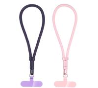 JIEYAO 2 Pcs Cell Phone Lanyard with 2 Patch, Cell Phone Hand Wrist Strap Universal Wristlet Strap Compatible with Phone Case(Purple+Pink)