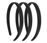 JIEYAO 3 Pcs Black Satin Headbands for Women, 0.6Inch Wide Hard Head Band, Anti-slip Solid Headband Soft Simple Hair Bands Fashion Hair Accessories for DIY Crafts Cosplay Holiday Costumes Gifts(0.6in)