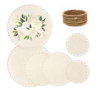 JIEYAO 6 Pcs Wooden Crochet Basket Base, Circle Shape Basket Bottom, Round Weaving Knitting Base Blank Crochet Basket Wood Base Shaper for DIY Basket Craft Weaving Making Supplies, 3.9/5.9/7.9in