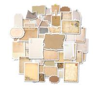 JIEYAO 80 Pcs Vintage Scrapbook Paper Stickers, Retro Label Sticker for Scrapbooking, Aged Writing Paper Stickers Aesthetic Junk Journal Supplies Aesthetic Stickers in Brown Tones for DIY Crafts(A)