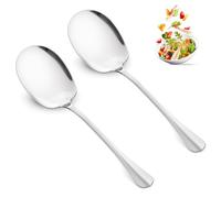 JIEYAO 9.8“ Large Serving Spoons Stainless Steel, 2 Pcs Metal Solid Cooking Spoon, Foodgrade Serving Utensils of Spoons Set Big Ladle Catering Spoons for Salads Pasta Platters Mashed Buffets(Square)